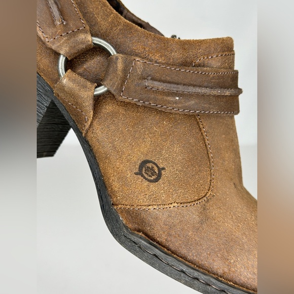 Born Shelby Harness Ankle Bootie Round Toe Brown Leather Western Sz 10 - Picture 9 of 10